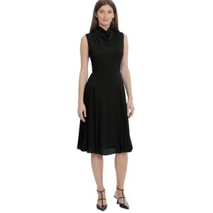 NWT Maggy London Sleeveless Cowl Neck Dress Fluted Skirt Black Sz 4